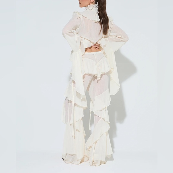 RED 2PCs Ruffled Pant Set - Picture 12 of 15